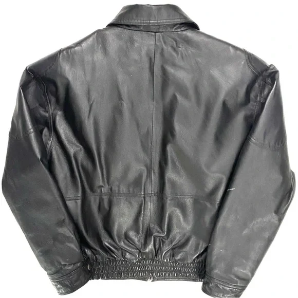 Vintage Mack Truck Men’s Black Quilted Embossed Leather Bomber Jacket Size XXL - Picture 6 of 13